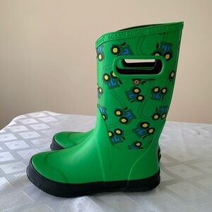 BOGS RAIN BOOTS ★ Youth Size 5 ★ Waterproof Kids Green Tractor RainBoots ★